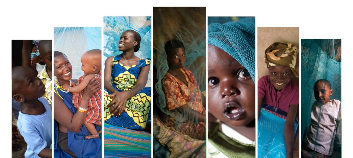 Fanned image of various recipients of life-saving nets, thanks to the effort of Nothing But Nets and their partners.