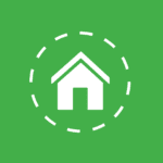 white vector image of a house on a green background